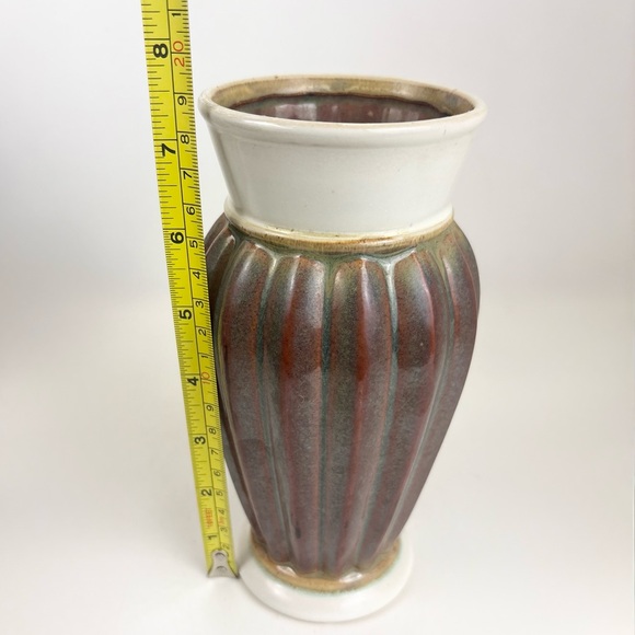 MCM Drip Glaze Off White Brown an Green Pottery Vase Like New - Picture 8 of 12